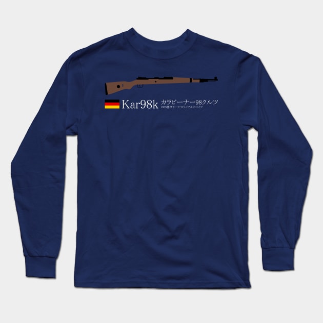 Kar98k Karabiner 98 kurz 1935 German standard service rifle historical German weapon white in Japanese. カラビーナー98クルツ 1935標準サービスライフルのドイツ Long Sleeve T-Shirt by FOGSJ